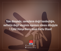 Başkanımızdan 1 Eylül Mesajı